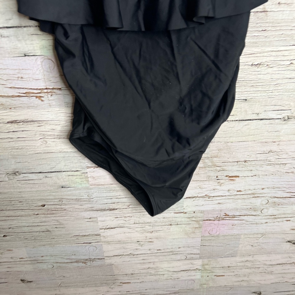 Pink blush maternity swim black size large ruffle - Picture 2 of 10